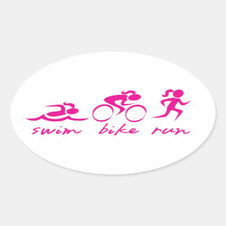 Adesivo Oval Natação Bike Run Tri Girl
