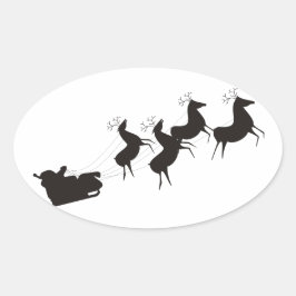 Adesivo Oval Natal branco preto simples