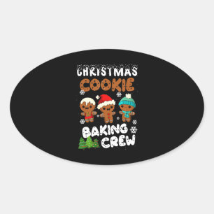 Adesivo Oval Natal Cookie Baking Crew Natal Engraçado Presente
