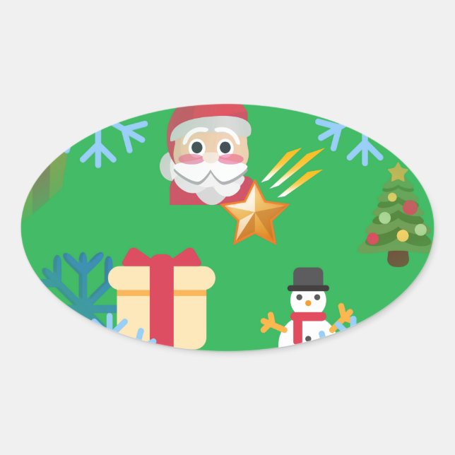 Adesivo Oval natal emoji (Frente)