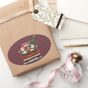 Adesivo Oval Natal MacTavish Moderno com Tartan Escocês