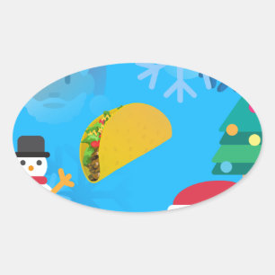 Adesivo Oval natal taco emoji