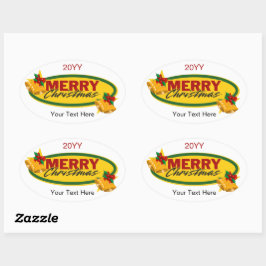 Adesivo Oval Natal Texto Personalizado Clássico
