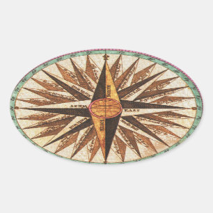 Adesivo Oval Navegador de Pista do Navio de Vintagem Náutica à 