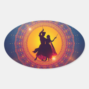 Adesivo Oval Navratri - Um Festival de Devoção e Dança