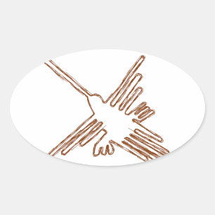 Adesivo Oval Nazca Lines Hummingbird Sketch