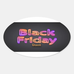 Adesivo Oval Negro de Sexta-Feira Negra (neon/ouro)