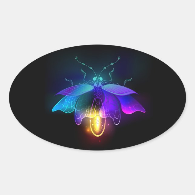 Adesivo Oval Neon Firefly a preto (Frente)
