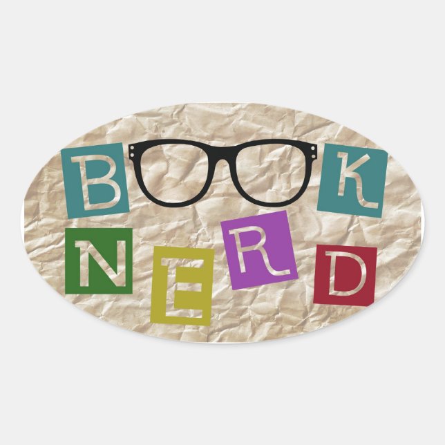 Adesivo Oval Nerd de Livro (Frente)