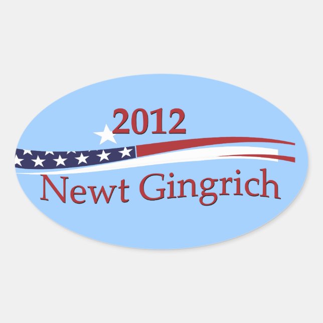 Adesivo Oval Newt Gingrich Stickers (Frente)