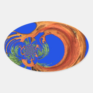 Adesivo Oval No céu azul: Coleção de Árvores Acácia