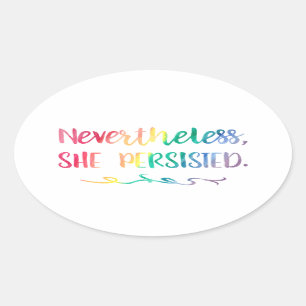 Adesivo Oval No Entanto, Persiste A Aquarela Arco-Íris