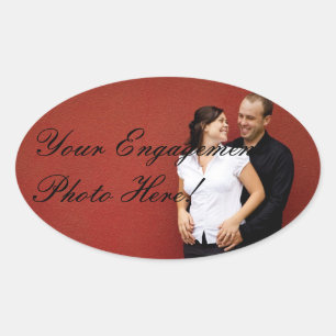 Adesivo Oval Noivado de Casamento Foto Stickers Oval
