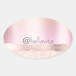 Adesivo Oval Nome 16º Rosa Bege Ombre Noiva INSTAG