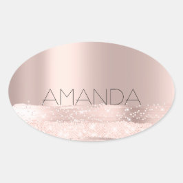 Adesivo Oval Nome 16º Rosa Beijo de Noiva Inicial