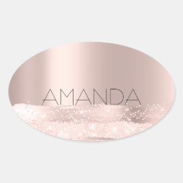 Adesivo Oval Nome 16th Spark Rosa Blush Initials Bridal