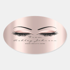 Adesivo Oval Nome Obrigado Beleza Lash Makeup Artista Lash