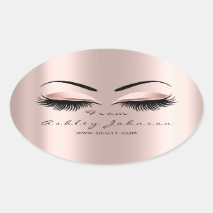 Adesivo Oval Nome Obrigado Beleza Lash Makeup Artista Lash