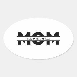 Adesivo Oval Nome personalizado da mãe e dos filhos
