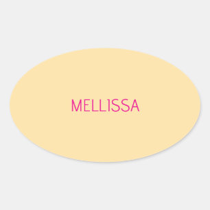 Adesivo Oval Nome personalizado minimalista creme