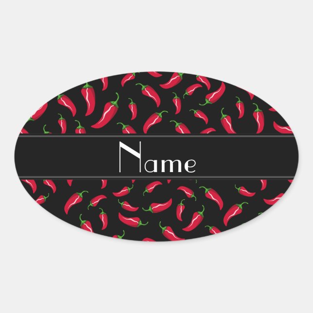Adesivo Oval Nome personalizado pimenta-pimenta-do-gênero Black (Frente)