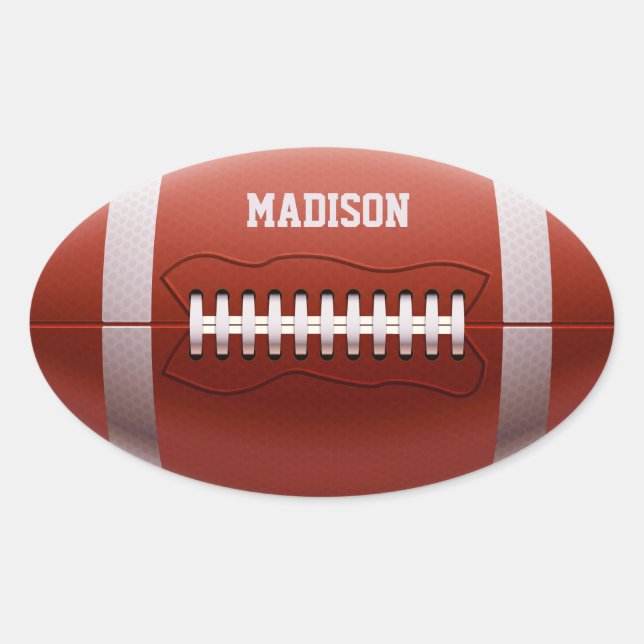 Adesivo Oval Nome personalizado Vinhetas de futebol (Frente)