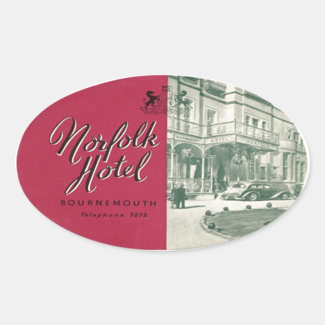 Adesivo Oval Norfolk Hotel Bournemouth (Frente)