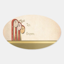 Adesivo Oval Nós 3 Reis - Art Deco Natal To From