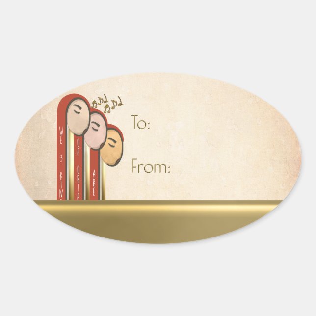 Adesivo Oval Nós 3 Reis - Art Deco Natal To From (Frente)