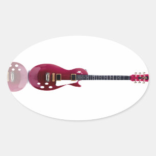 Adesivo Oval Notas Musicais Cordas Guitarra Paz Amor Destino Ar