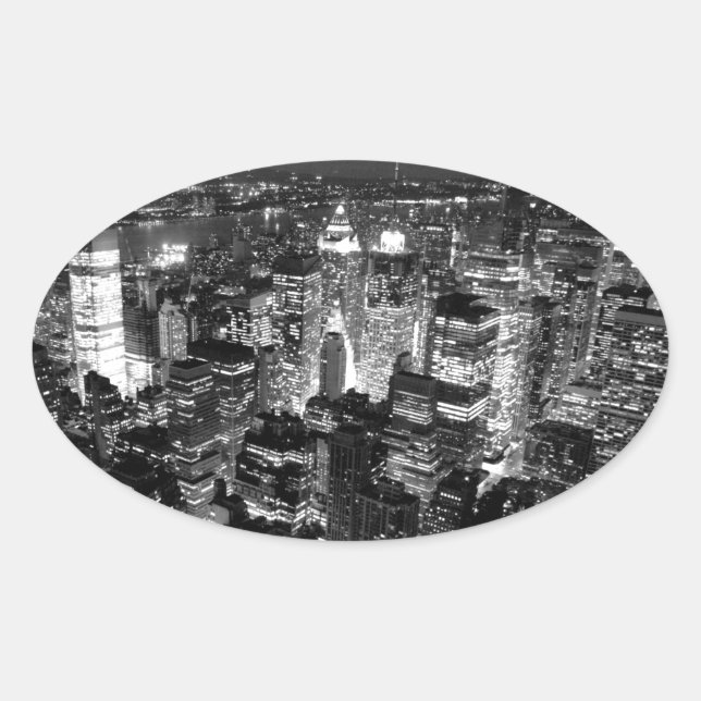 Adesivo Oval Nova Iorque de Manhattan (Frente)