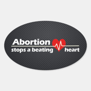Adesivo Oval O aborto para um coração batendo, Pro-Vida