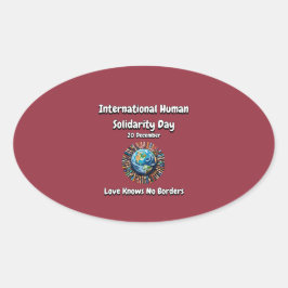 Adesivo Oval O Amor Não Conhece Fronteiras. Dia da Solidariedad