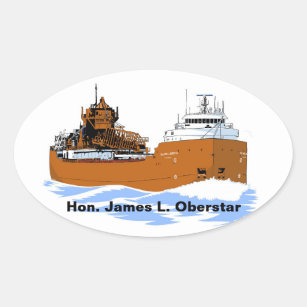 Adesivo Oval O cargueiro dos Lagos excelentes Hon. James L. Obe