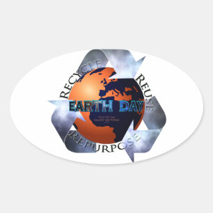 Adesivo Oval O Dia da Terra Muda O Mundo