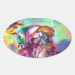 Adesivo Oval O dia de Valentines romântico de ROMEO E de JULIE