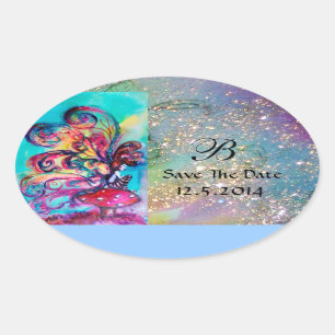 Adesivo Oval O duende pequeno dos cogumelos salvar o monograma