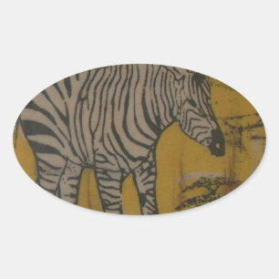 Adesivo Oval O Espírito Serengeti: Zebra Grazing na Mara
