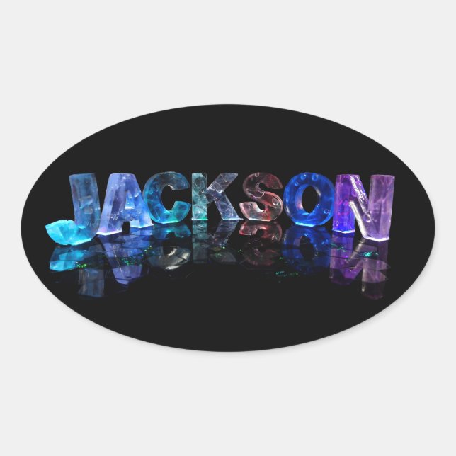 Adesivo Oval O Jackson conhecido em 3D ilumina-se (a (Frente)