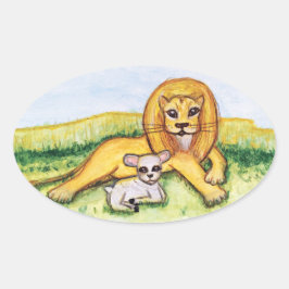 Adesivo Oval O Leão e a Lamb