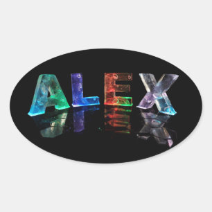 Adesivo Oval O nome Alex em Luzes