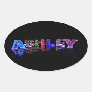 Adesivo Oval O nome Ashley nas luzes 3D
