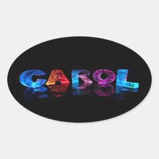 Adesivo Oval O nome Carol em luzes 3D