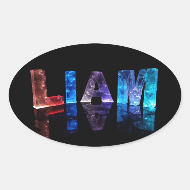 Adesivo Oval O nome Liam em luzes 3D (fotografia) (Frente)