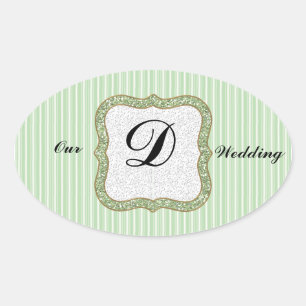 ADESIVO OVAL O NOSSO CASAMENTO MONOGRAMMED ENVELOPE SEAL STICKE