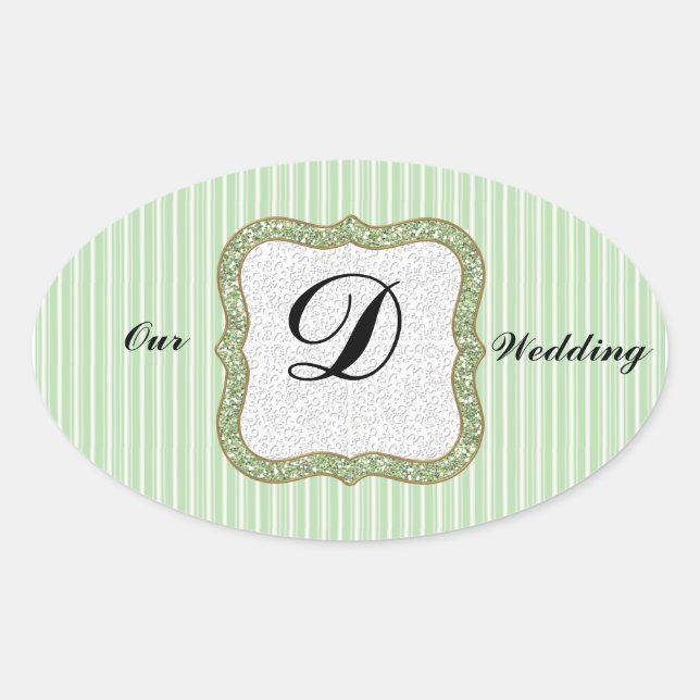 ADESIVO OVAL O NOSSO CASAMENTO MONOGRAMMED ENVELOPE SEAL STICKE (Frente)