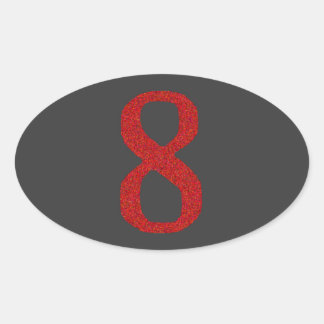 ADESIVO OVAL O NÚMERO 8 EM VERMELHO