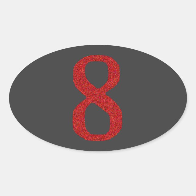 ADESIVO OVAL O NÚMERO 8 EM VERMELHO (Frente)