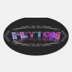 Adesivo Oval O Peyton conhecido - nome nas luzes (fotografia)
