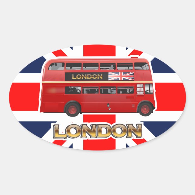Adesivo Oval O Red London Double Decker Bus (Frente)